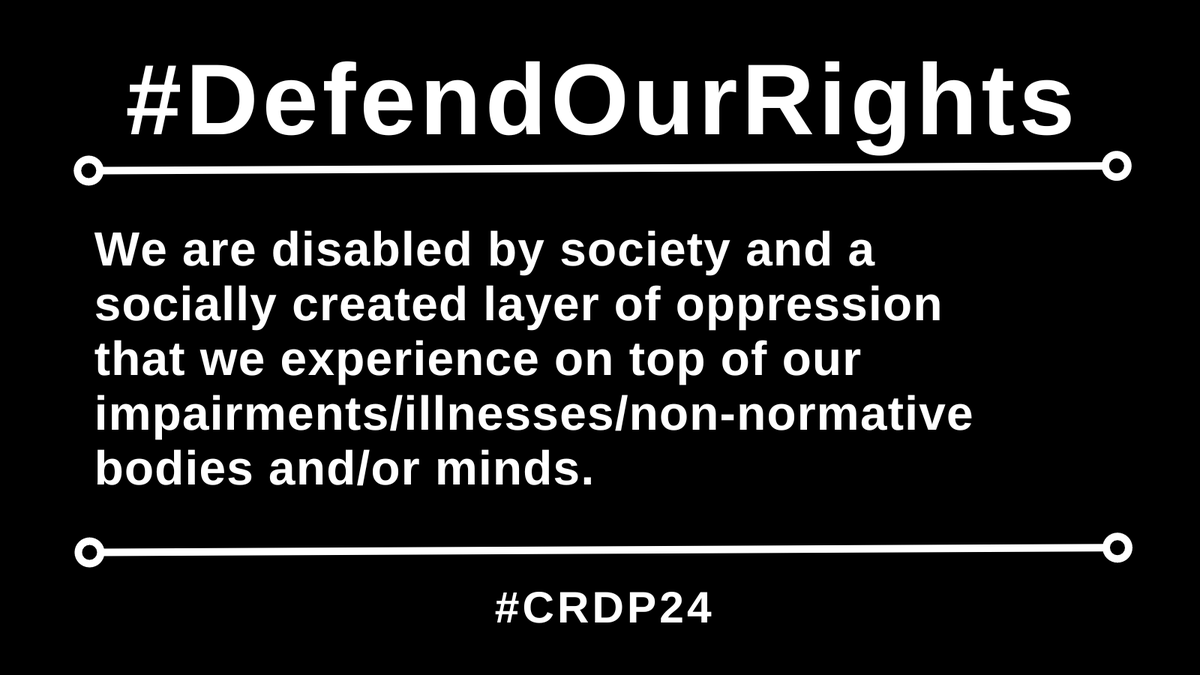 We live with our impairments, conditions and differences. We are surrounded by barriers in society that exclude and disable us. These barriers can be physical, environmental and more often than not, attitudinal. #CRDP24