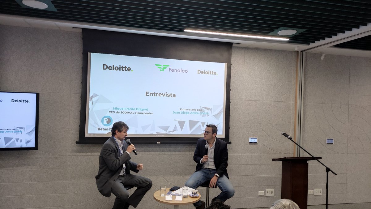 DeloitteCO's tweet photo. @FenalcoNacional Miguel Pardo, CEO de @Homecenter_co, comienza su entrevista destacando que todos nosotros debemos tener una visión a largo plazo, metas ambiciosas y la energía debe estar centrada en eso. 
#RetailDay2024 https://t.co/ncJMYEVmMR