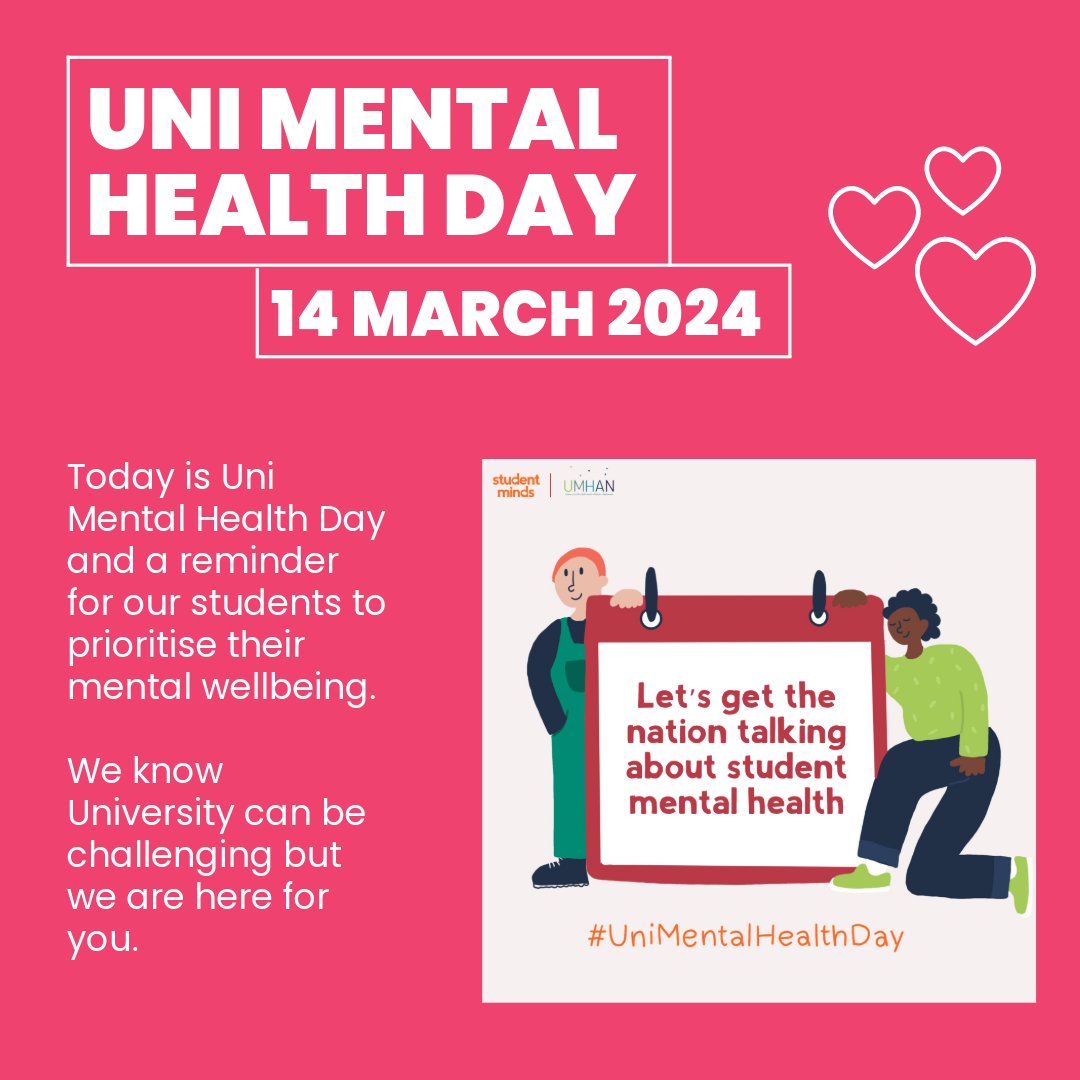 Today is #UniMentalHealthDay and a reminder for our students to prioritise their mental wellbeing. We know University can be challenging but we're here for you! 💙

Our Student Services team are dedicated to supporting you. Find our support here ➡️  brnw.ch/21wHS81