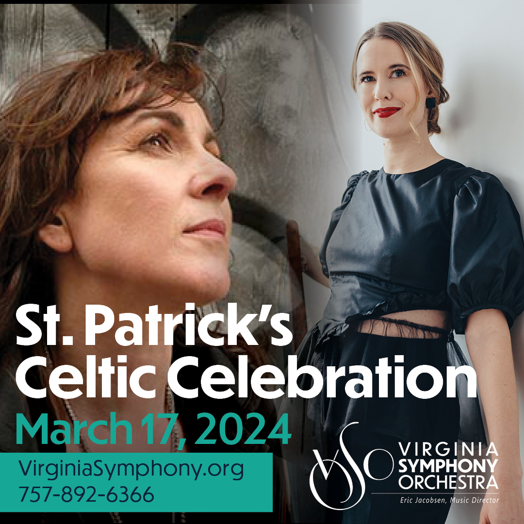 Celebrate St. Patrick's Day with @CityofVABeach Arts & Humanities Commission grantee @vasymphony!🍀 St. Patrick's Celtic Celebration Sunday, March 17 at 2:30 p.m. @SandlerCenter Learn more at sandlercenter.org. #vbarts