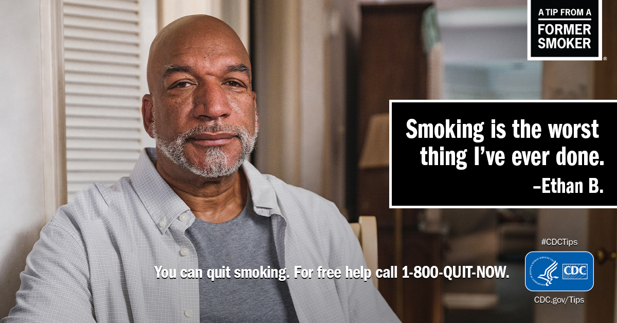 Ethan B. had multiple strokes caused by smoking. Now he lives with memory loss, can have difficulty communicating, and tires easily. Read Ethan's story for inspiration to quit: bit.ly/3U80Xci #CDCTips
