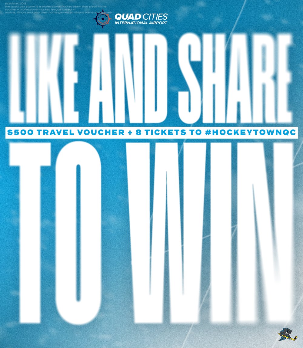 Quad City Storm (@quadcitystorm) on Twitter photo ❤️ & 🔁
All you need to do is like and share this post and you could be going home with:
✈️ $500 <a href="/qcairport/">Quad Cities International Airport</a> Travel Voucher
🎟 8 Tickets to #HockeyTownQC
Head over to Facebook & do the same for an extra entry! We will announce the winner on Monday (3/18)‼️
#FreezeWarning ❤️ & 🔁
All you need to do is like and share this post and you could be going home with:
✈️ $500 <a href="/qcairport/">Quad Cities International Airport</a> Travel Voucher
🎟 8 Tickets to #HockeyTownQC
Head over to Facebook & do the same for an extra entry! We will announce the winner on Monday (3/18)‼️
#FreezeWarning
