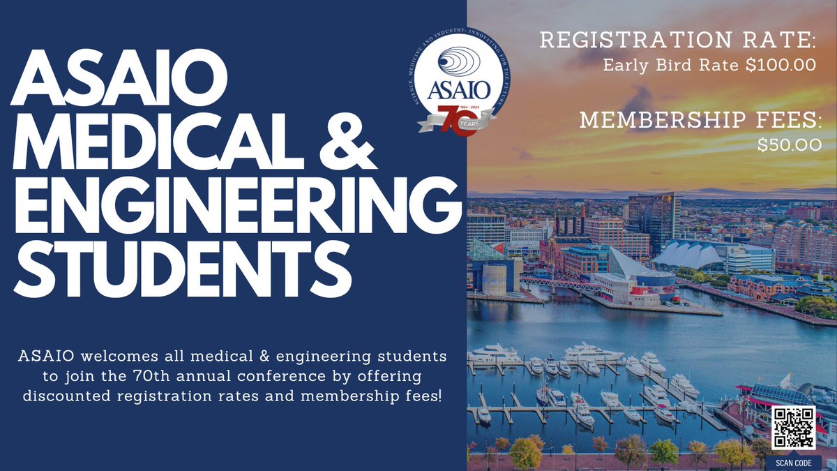 ASAIO invites students to join us in Baltimore for the 70th Annual Conference & to apply for membership! Registration: asaio.org/conference/Reg… Membership: asaio.org/Membership/ #ASAIO #students #medicalstudents #engineeringstudents