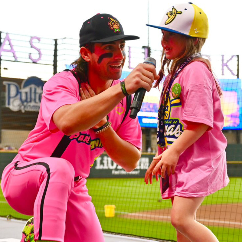 hokiesports's tweet photo. Step into Bananaland with @tannerthomas04 🍌✨

Check out how @ThePrtyAnimals viral sensation and former @HokiesBaseball player is changing the game 👇