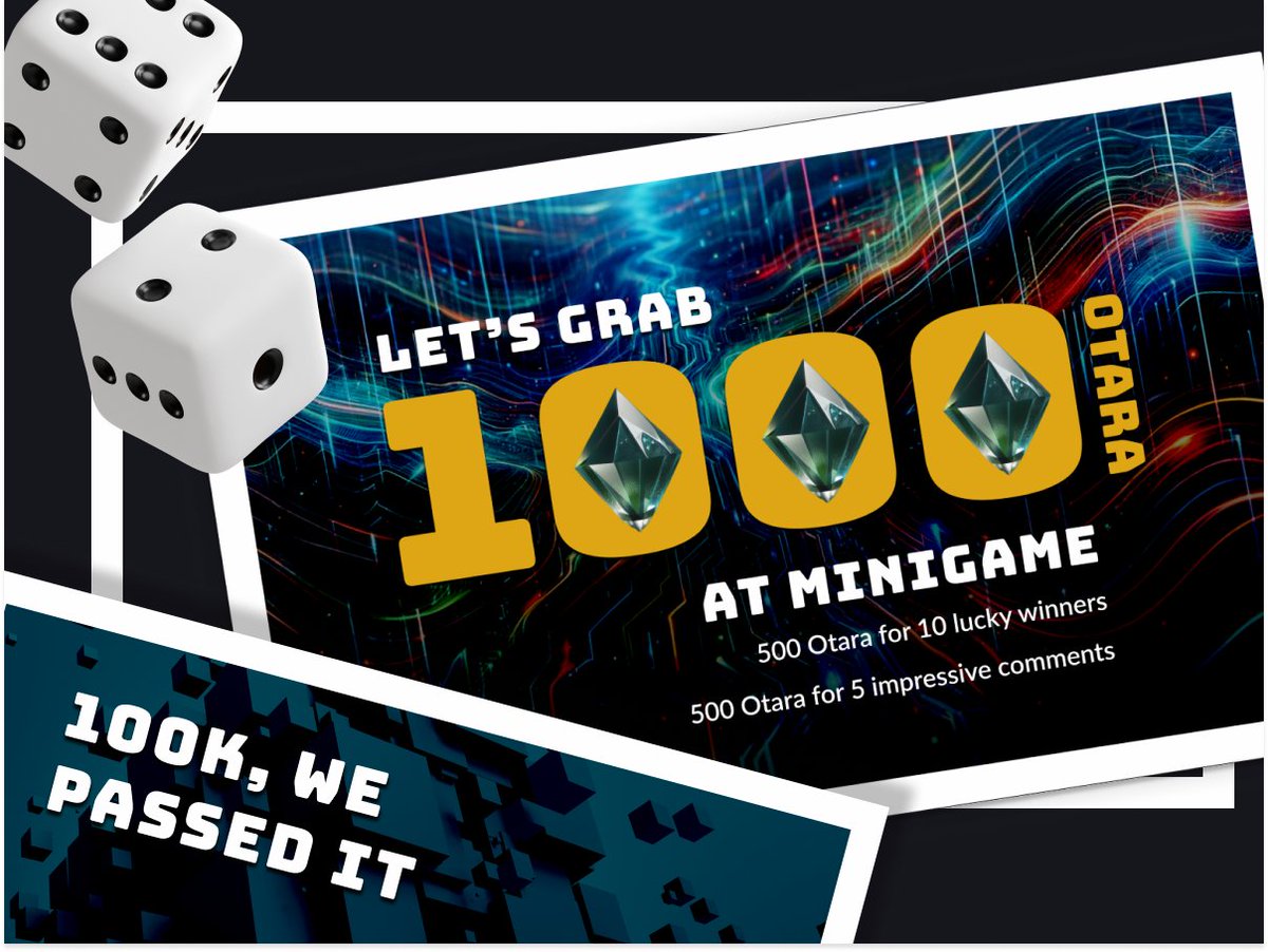 🎁THE #OTARA AIRDROP WAVE COMES BACK! LET’S JOIN AND CONQUER 1000 OTARA FROM IMOTA!

💪 As we passed over 100K followers on X, we embrace you to share your passed challenges in your own Otara mining journey. Participate in this minigame to grab the chance to win up to 1000 $Otara