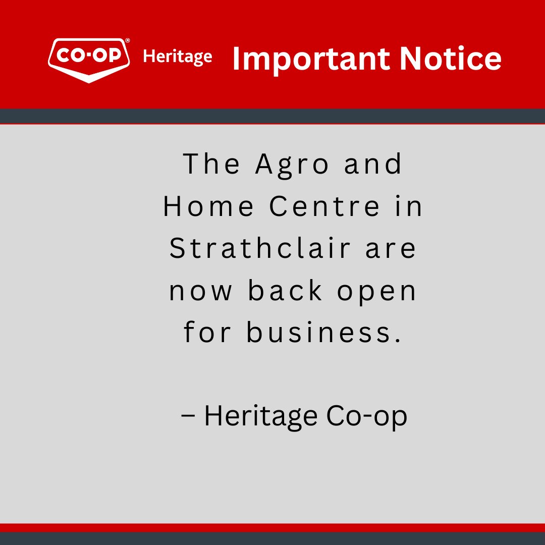 The Agro and Home Centre in Strathclair have reopened for business ❤️