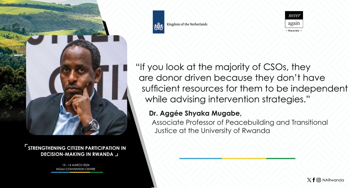 Providing insight into why CSOs can sometimes come across as ineffective, @AggeeMugabe shared his opinion. @Drsharamo @BettyMutesi @GilbertSendungwa #CitizenParticipationRwanda #RwandaDemocracy #NARConference