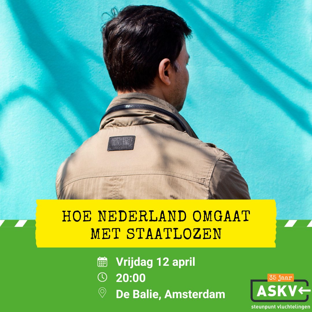 Op vrijdag 12 april gaan we het hebben over hoe Nederland omgaat met staatlozen. Want hoe is het om staatloos te zijn in Nederland? En nog belangrijker: hoe kunnen we deze situatie verbeteren? Reserveer snel je gratis plek --> bit.ly/3Pnmafc