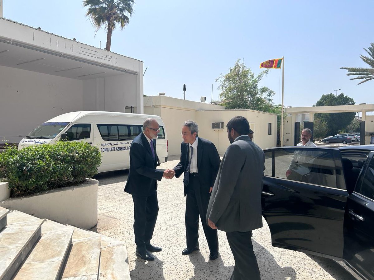 SLinJeddah's tweet photo. Consul General Mr. Falah Alhabshi received Mr. YAMAMOTO Daisuke, Consul General of Japan in Jeddah at the Chancery premises of the Consulate General of Sri Lanka. Both discussed on mutual cooperation  in the region. https://t.co/20I53sCE7T