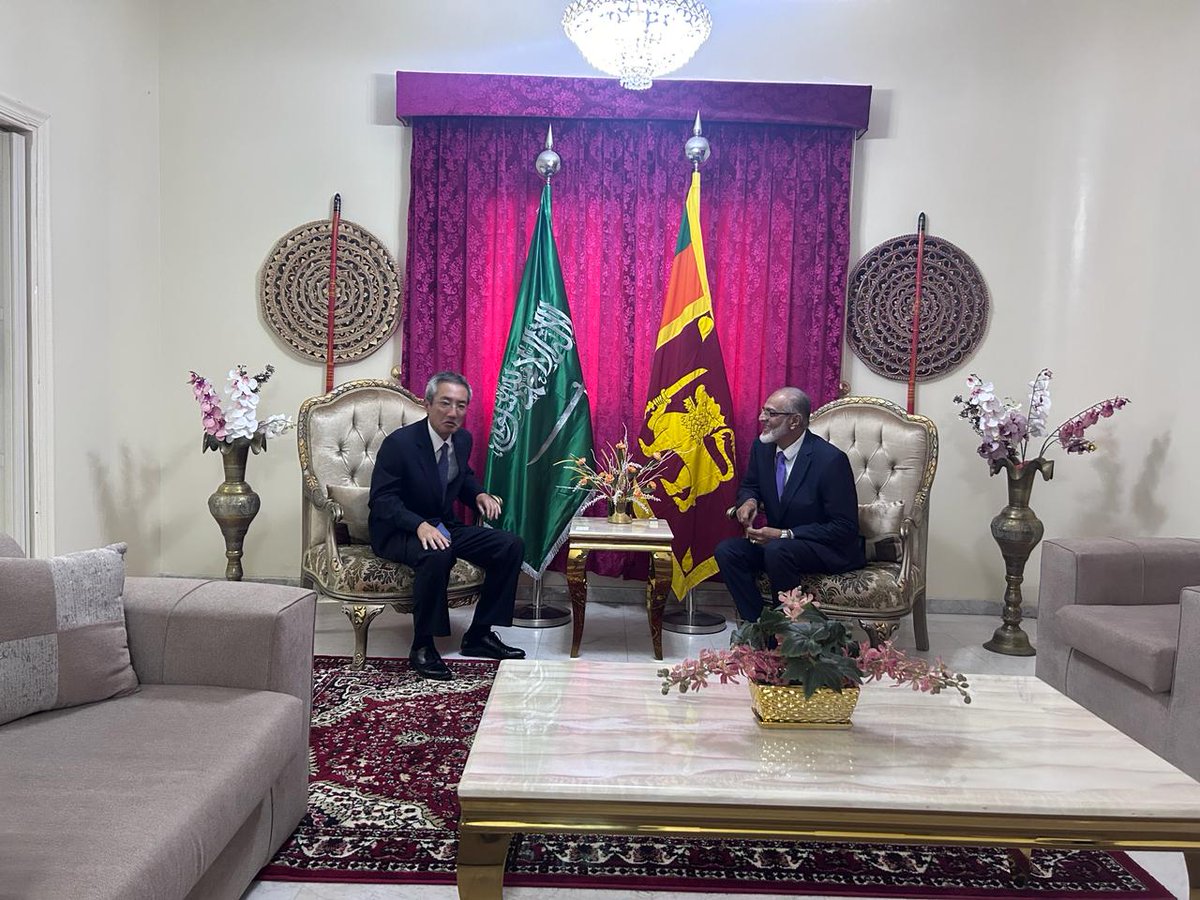 SLinJeddah's tweet photo. Consul General Mr. Falah Alhabshi received Mr. YAMAMOTO Daisuke, Consul General of Japan in Jeddah at the Chancery premises of the Consulate General of Sri Lanka. Both discussed on mutual cooperation  in the region. https://t.co/20I53sCE7T