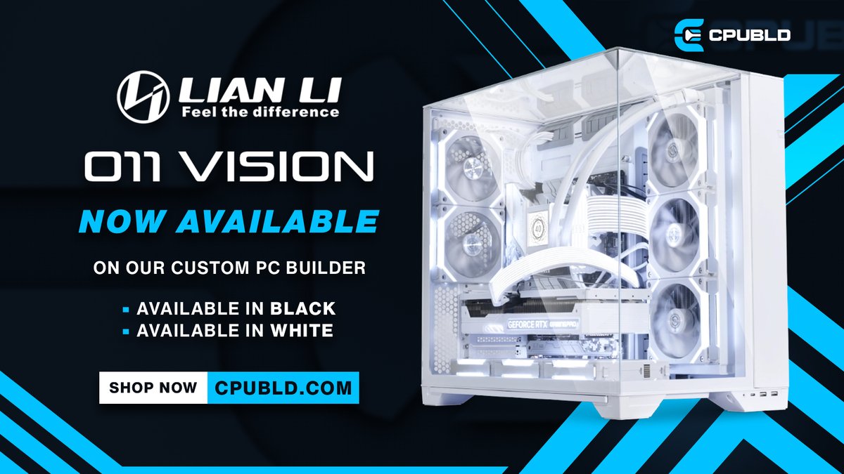 The LIAN LI O11 Vision is a beautifully designed, dual-chamber PC case that showcases your build with three sides of borderless tempered glass. Blending aesthetics with functionality. Now available on our Custom PC Builder ✅ 🌐: cpubld.com/custom-pc-buil…