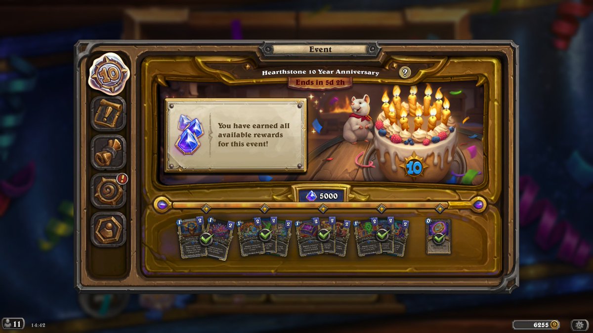 absynth2602's tweet photo. Hearthstone - Showdown in the Badlands - Fourth Live Event - Hearthstone 10 Year Anniversary Event Quests Completed!!! 🎂🎊🥳 https://t.co/NtD01UL7eQ