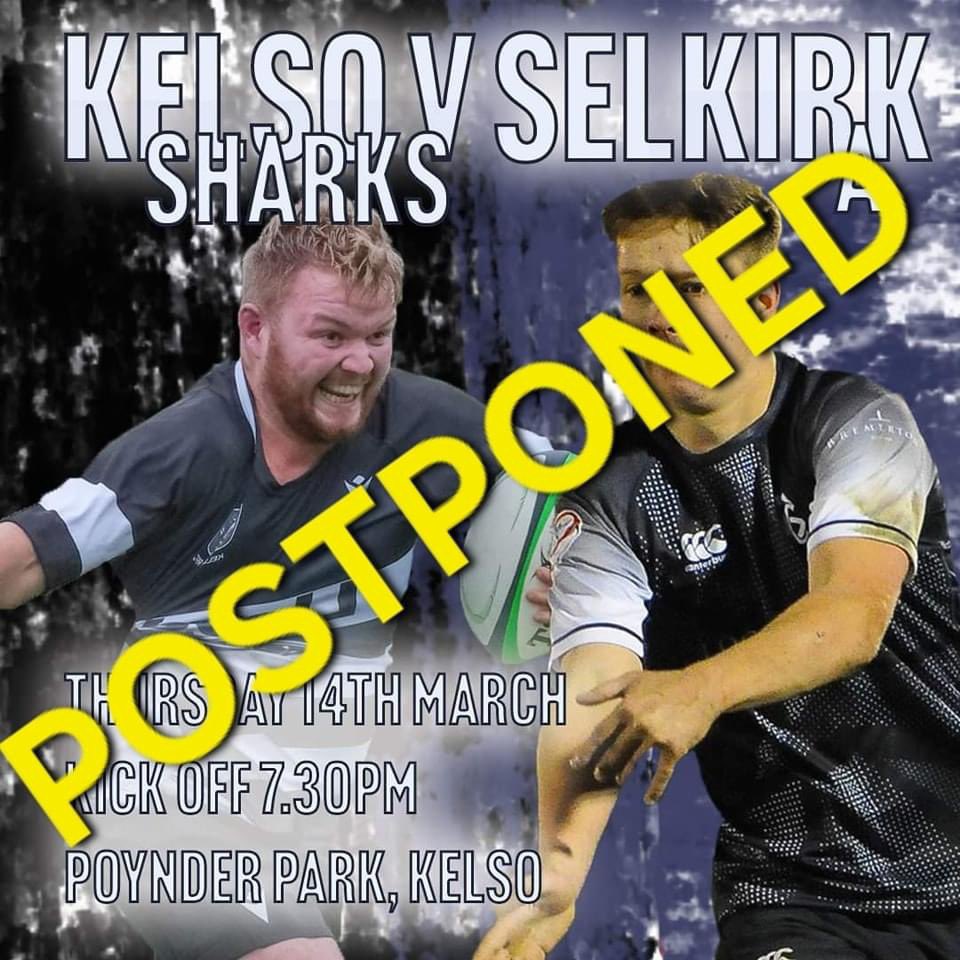 Tonight's game against Kelso Sharks is OFF. Due to waterlogged pitch.