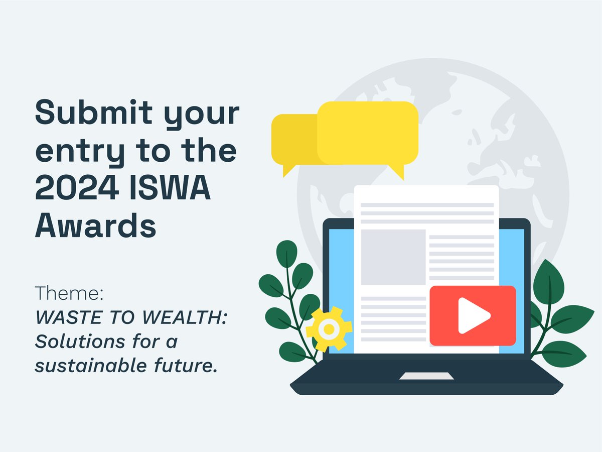 ❗One week to go! If you still need to submit your entry for the 2024 Communication, Video or Publication Awards - now's your chance! Winners will be honoured at the Gala Dinner at the #ISWA2024 in #CapeTown, South Africa. Deadline: 20.03.2924 🔗iswa.org/iswa-awards