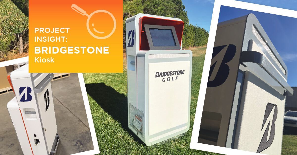 RetailOneATL's tweet photo. The Bridgestone Golf OTTO mobile kiosk by RetailOne showcases material mastery with a metal case for mobility and air circulation. Custom-designed plastic elements enhance functionality and reduce weight. Embroidered leather fabrics add luxury. #RetailOne #Innovation #Kioskdesign https://t.co/BQuIE51BSg
