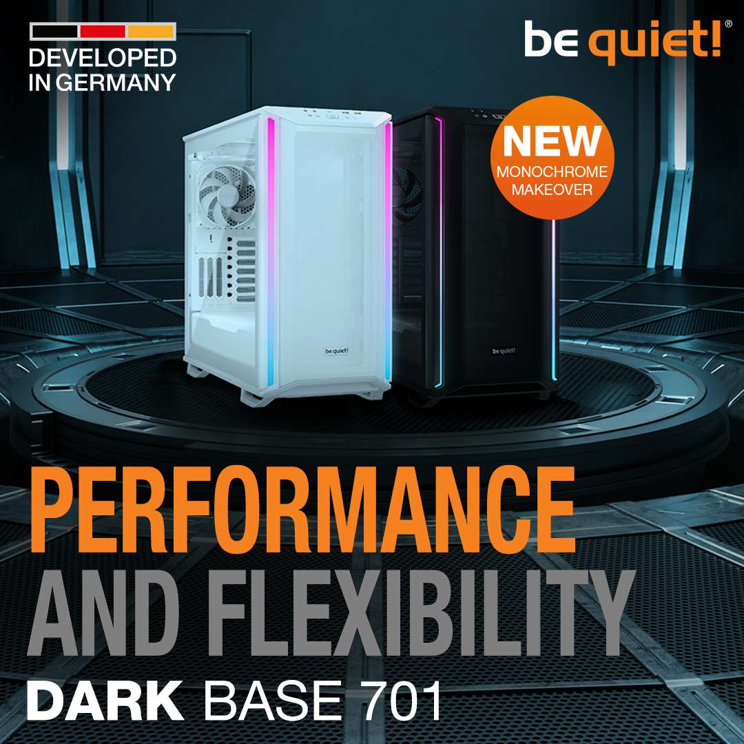 bequietofficial's tweet photo. Step into the gaming universe with the Dark Base 701 Black & White - your ultimate PC case designed to boost performance and aesthetics:
โก๏ธ Full mesh front for superior airflow
โก๏ธ Silent Wings 4 140mm PWM high-speed fans for peak performance
#bequiet #DarkBase701 #case #new https://t.co/fs7IwouPV8