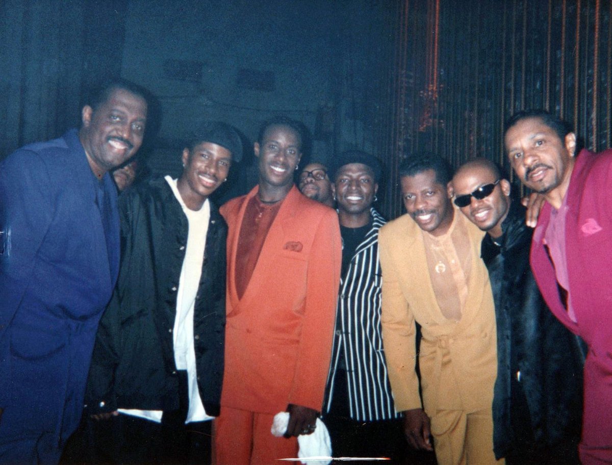 SOLOthegroup's tweet photo. SOLO Trivia: 
FACT -  Founding members Eunique and Darnell hitchhiked from California to NYC to do what famed American variety show. What is the name of the show? Hint: this photo of SOLO with The Temptations was taken back stage at the famed venue. 😜 https://t.co/OFXt1wNVvU