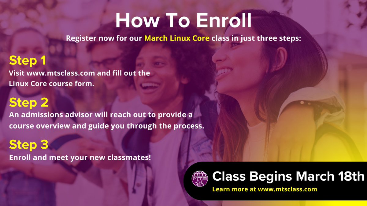 MTS_CLASS's tweet image. Invest in your future by enrolling in our March Linux Core class! Achieve your goals by connecting and growing with a new community of tech professionals. Don’t miss out Next class is March 18th. Enroll now - zurl.co/ddAe
#linuxcertification #linux #linuxtraining