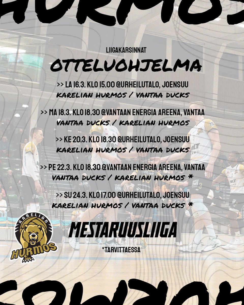 Kalenterit esiin ja päivämäärät ylös, teitä tarvitaan❗️📣

#lentopallo #mestaruusliiga #joensuu #liigakarsinnat #kotipeli