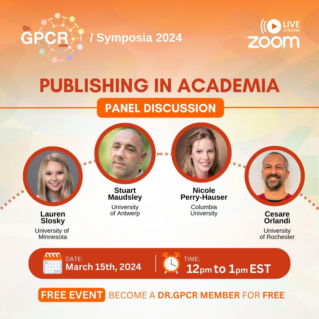 Coming to the Dr.GPCR Symposium? 😉 See you tomorrow from 7:50 am to 11:30 am EST for six presentations focused on GPCR Activation and Signaling 🙌 and don’t miss our panel discussion about Publishing in Academia between 12 pm and 1 pm EST ❇️bit.ly/3ViTqI9 #gpcr #drgpcr