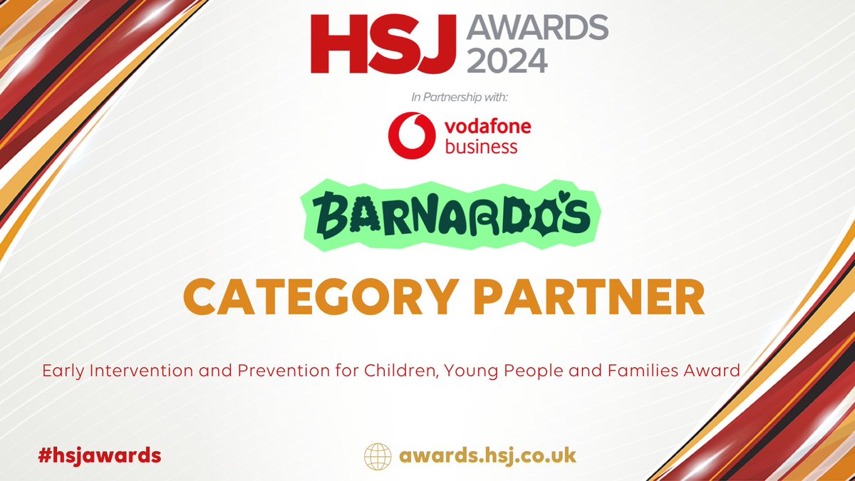 Very pleased to welcome @barnardos as #hsjawards Category Partner for our brand new award: Early Intervention and Prevention for Children, Young People and Families Award. Discover more here: bit.ly/3x1mMAE