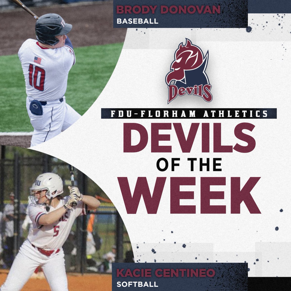 Hitting dingers down in Myrtle Beach this past week were our Devils of the Week...

Brody Donovan (<a href="/FDU_Baseball/">Devils Baseball</a>)!

&amp;

Kacie Centineo (<a href="/FDUDevilsSB/">FDU Devils Softball</a>)!

#HeatsRising #HornsUp