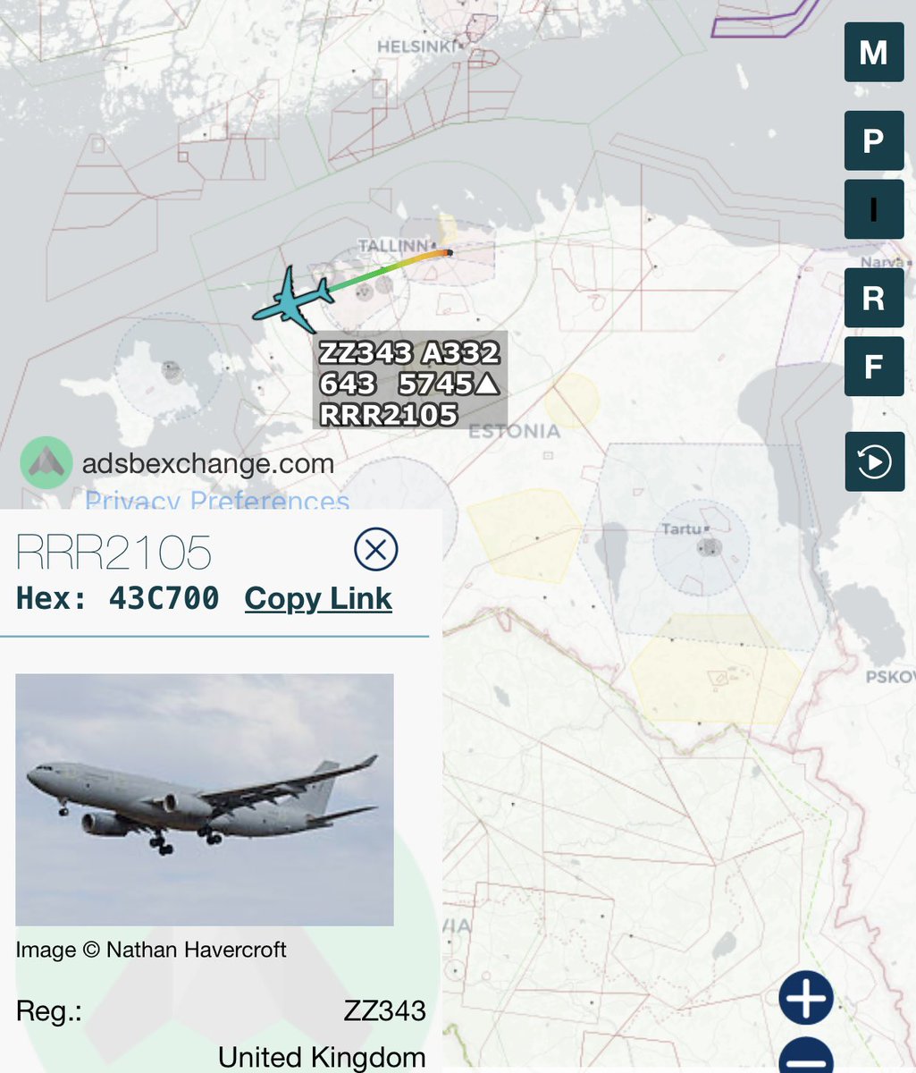 RRR2105 - ZZ343 - 43C700

Royal Air Force Airbus Voyager KC2 out of Tallinn, Estonia.