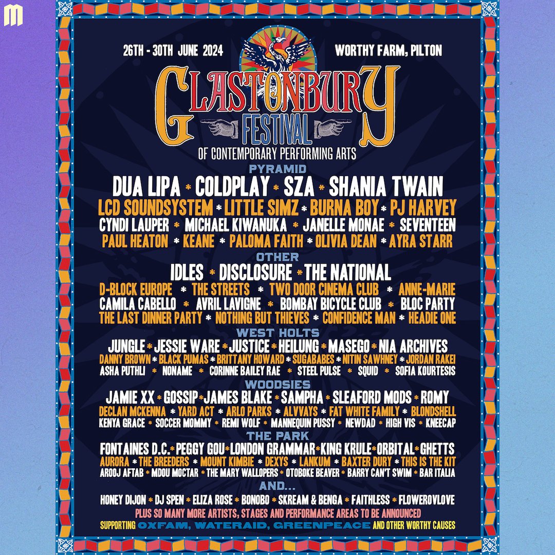 let’s go girls 🤩 whose set is everyone most excited for? 👀

#glastonbury #glasto #dualipa #shaniatwain #coldplay #sza #festivallineup #festival