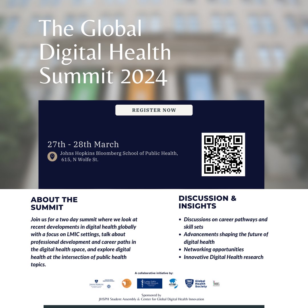 Join the Student Assembly and the Center for Global Digital Health Innovation, March 27–28, to explore developments in global digital health. jhu.campusgroups.com/DHS/rsvp_boot?…