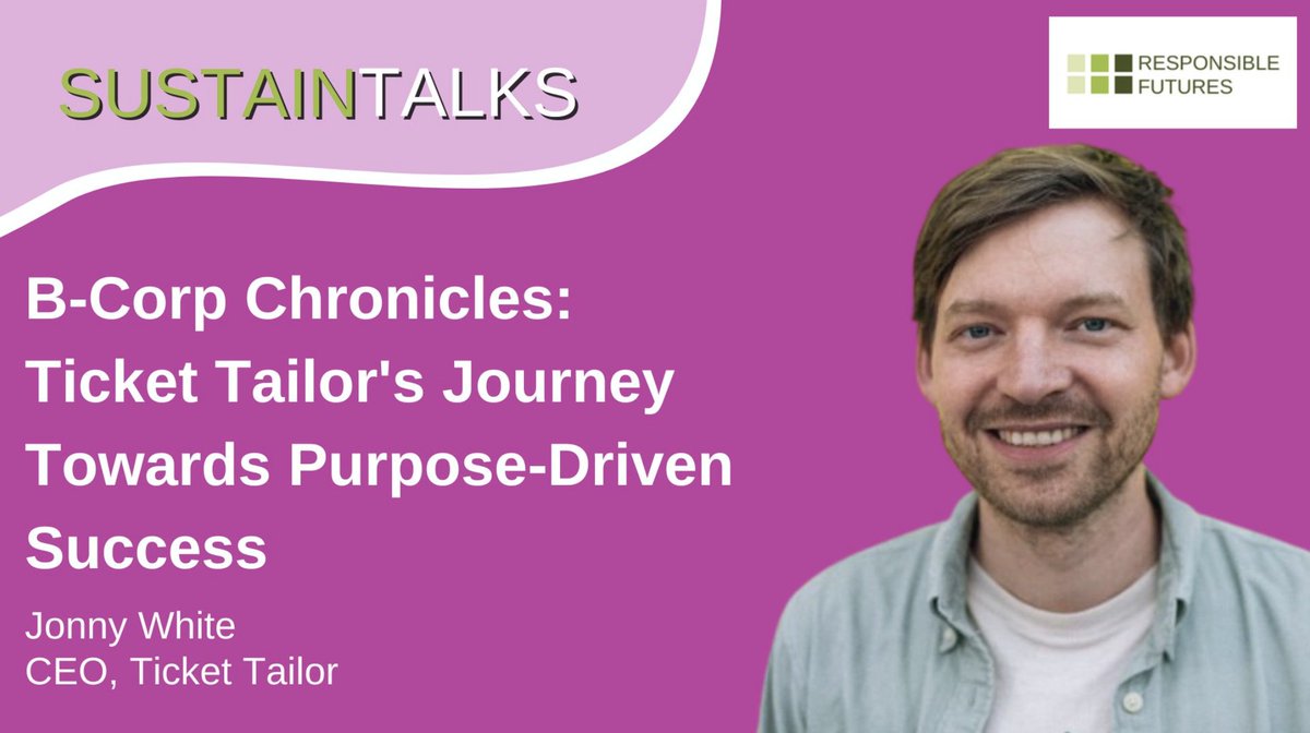 Tune in 🎤 In celebration of #BCorpMonth, our Founder & CEO Jonny shares the Ticket Tailor journey from the very beginning on the Sustain Talks Podcast. This episode is packed with tons of takeaways for anyone considering a purpose driven approach to business. Watch on