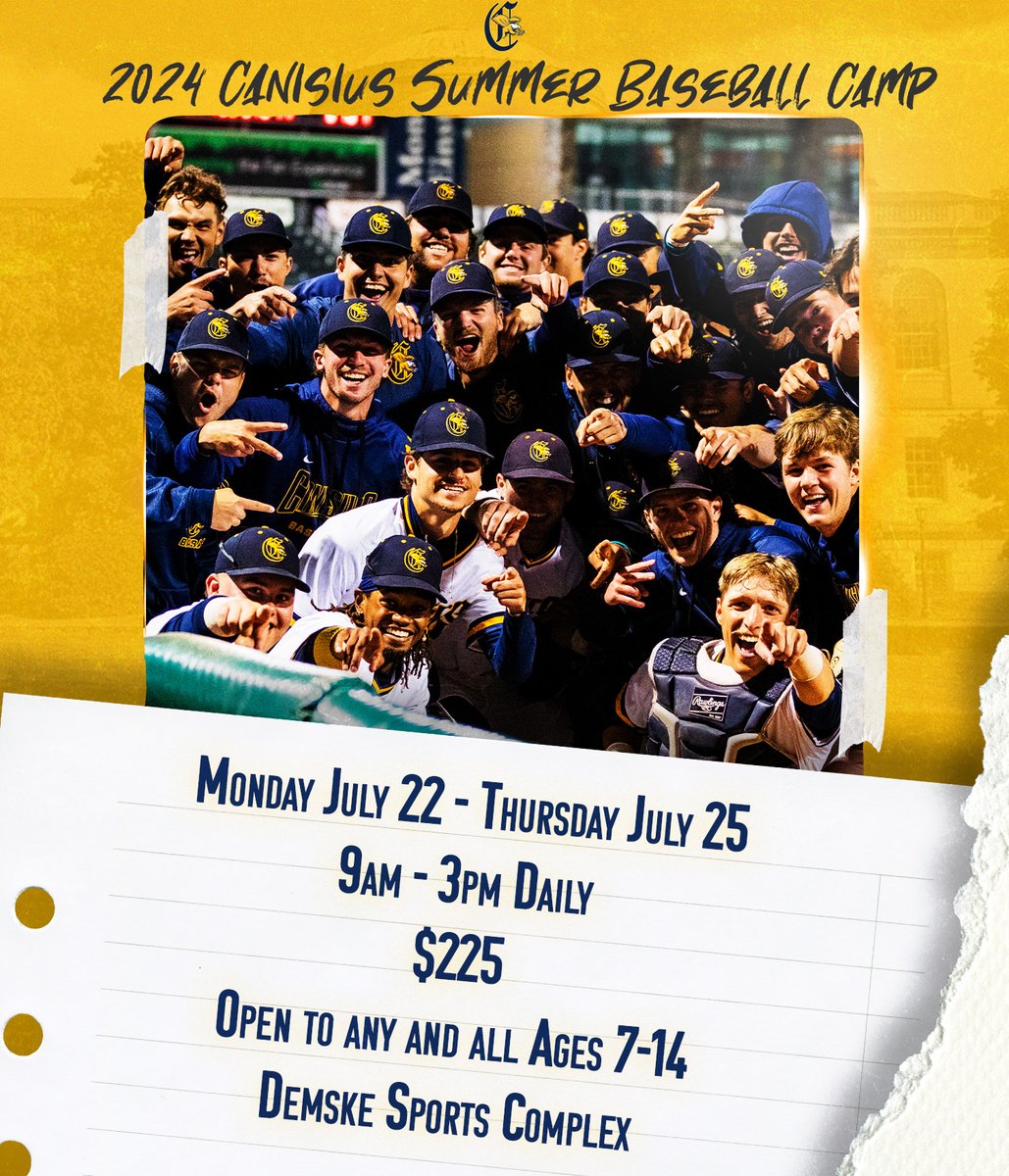 We are excited to announce our 2024 Summer Camp Dates!

Join us for a great time at the Demske on July 22 - 25!

Follow the link below to register👇

canisiusbaseball.totalcamps.com/About%20Us