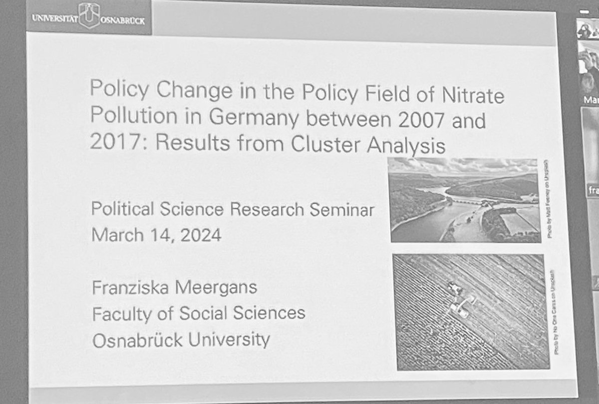 Today's #PSRS24 topic was again environmental policy. Franziska Meergans (@UniOsnabrueck) was our guest with a part of her dissertation on «Policy change in the policy field of nitrate pollution in Germany between 2007 and 2017»