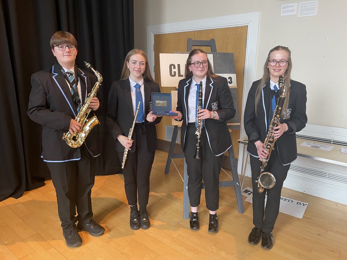 Well done to the Monifieth High School  Wind Quartet for their beautiful performance at the Arbroath Music Festival this week.