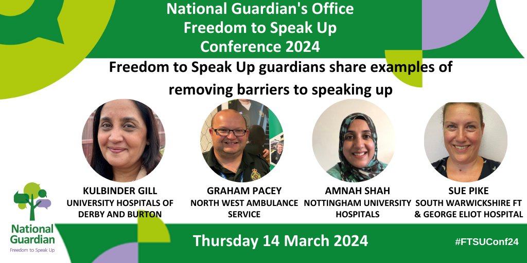 Four #FreedomtoSpeakUp guardians share some of the ways they have been #BreakingFTSUguardians for our final session today. #FTSUconf24