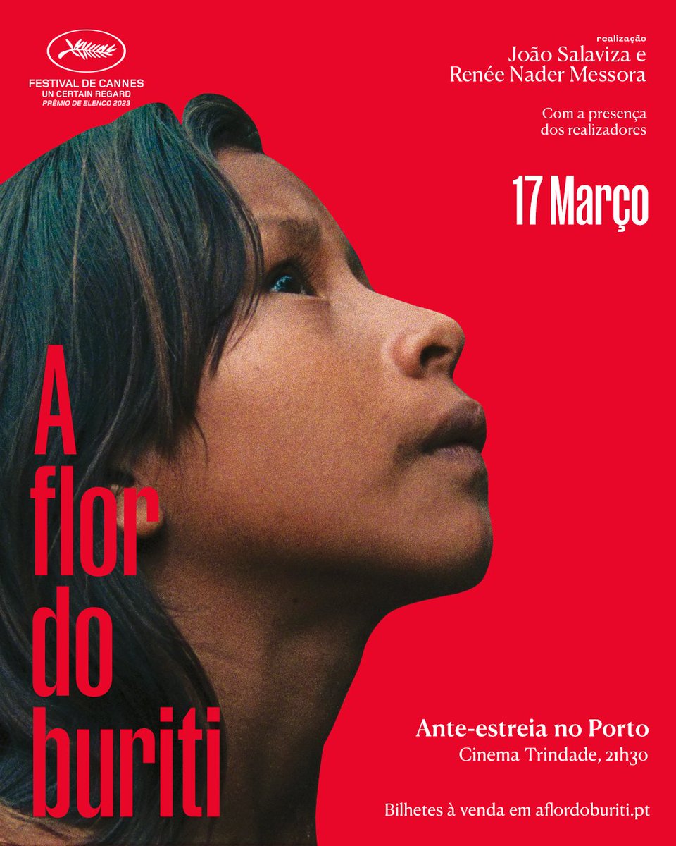 🌴 𝗔 𝗙𝗟𝗢𝗥 𝗗𝗢 𝗕𝗨𝗥𝗜𝗧𝗜 🌴terá ante-estreia no Porto no #CinemaTrindade.  17 de Março | 21:30 | Cinema Trindade 🎟️Bilhetes já à venda em aflordoburiti.pt   #aflordoburiti #theburitiflower #kraho #joaosalaviza #reneenadermessora #desforraapache #brasil #crowrã