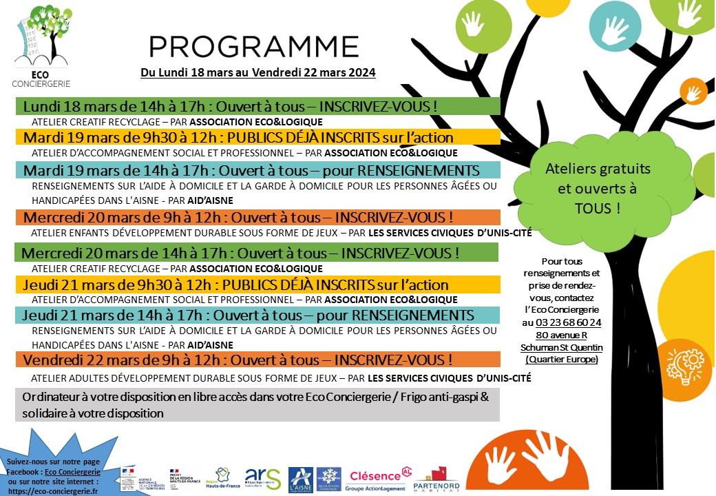 Ecoetlogique's tweet photo. 📷 Au programme de la semaine prochaine dans votre Eco Conciergerie 📷
N'hésitez pas à nous contacter pour tous renseignements ou inscriptions aux ateliers proposés "sur inscription" au 03 23 68 60 24 https://t.co/35sRK8rzB6