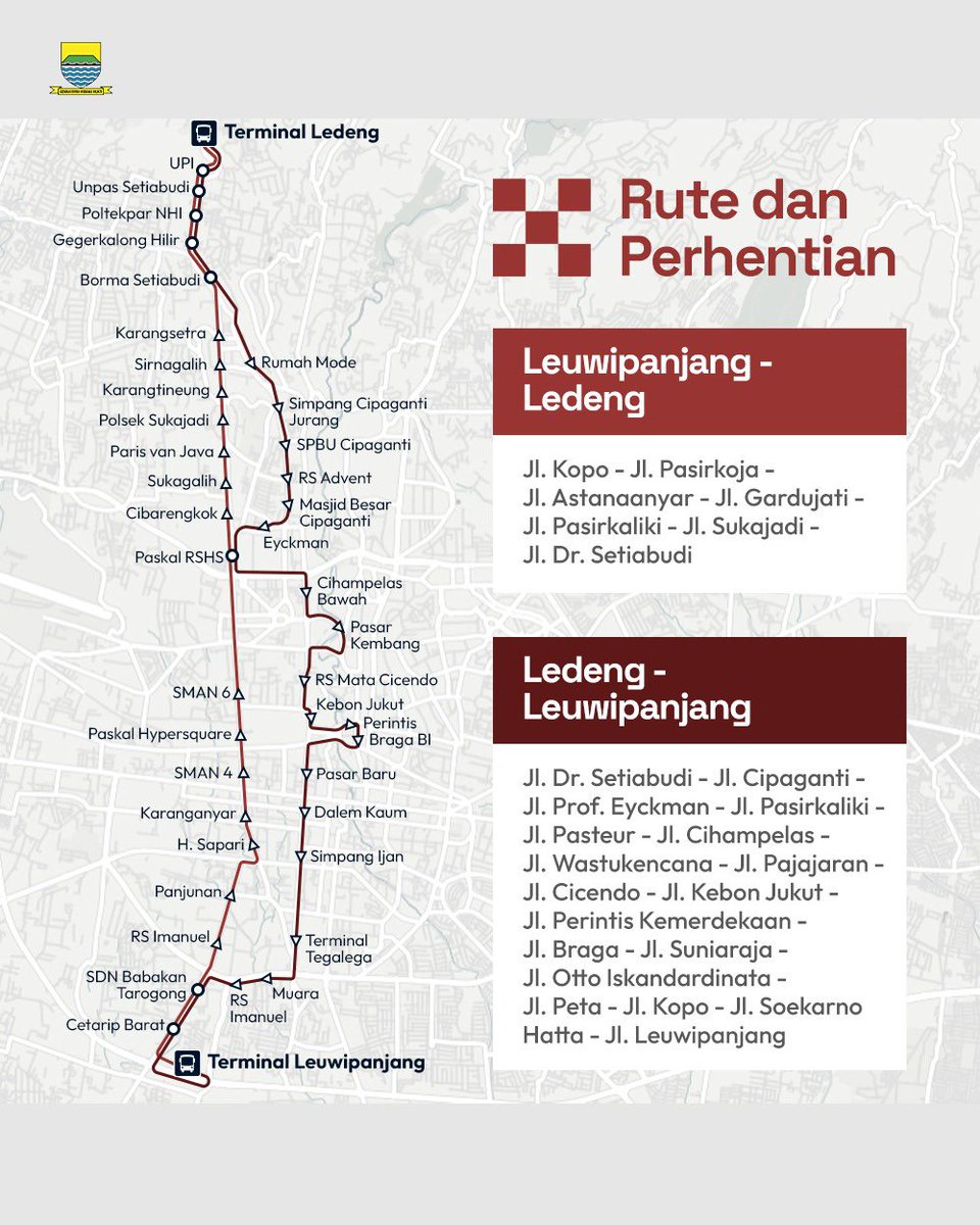 humasbandung_'s tweet photo. Kabar gembira wargi Bandung 🤩

Bus Kota Damri rute Terminal Ledeng - Terminal Leuwihpanjang beroperasi lagi 👏🏻

Yuk save, share dan simak rute selengkapnya di atas 🤩🙏🏻

#TransportBandung
#BandungUnggul
#BusDamri https://t.co/IgsRkCJpWj
