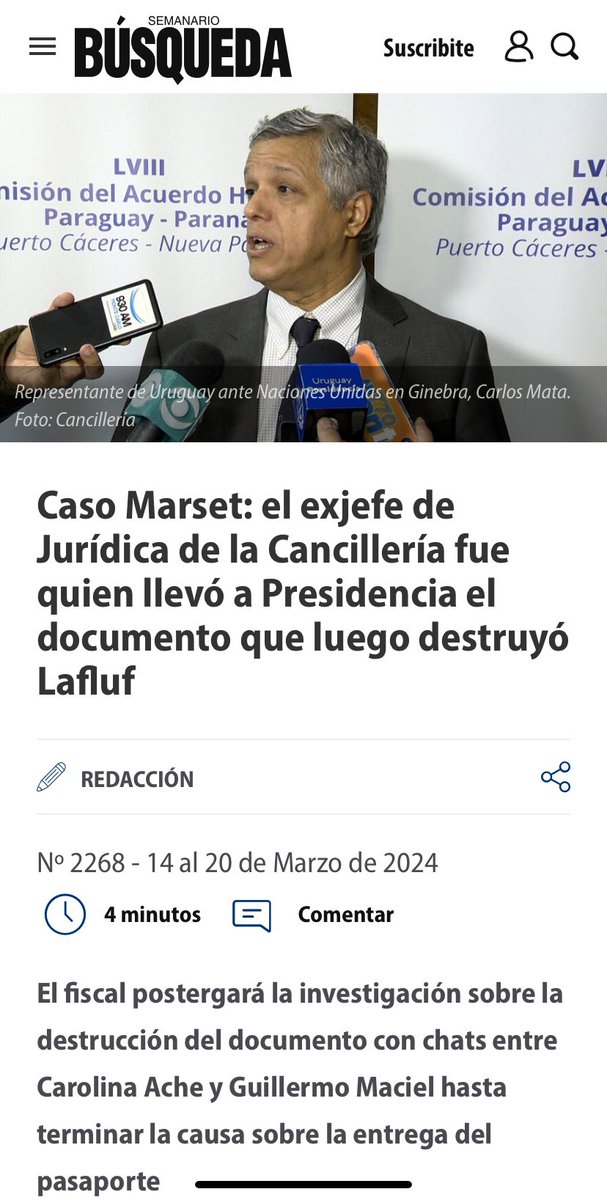EPreve's tweet image. 🔴 EL “GARRÓN”

✔️Los documentos sobre Marset destruídos por el ex asesor del presidente Lacalle los entregó Carlos Mata en el piso 11 de la Torre Ejecutiva. 

✔️Mata fue designado luego embajador en Ginebra. 

✔️Info de @BUSQUEDAonline