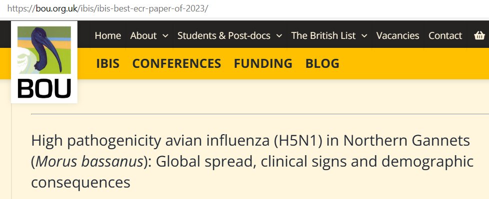 The research paper that AWT contributed to on avian flu was shortlisted as one of the best papers of 2023 with an early career researcher as first or corresponding author. You can vote for it and see other candidates here: bou.org.uk/ibis/ibis-best… Voting closes on 18th March.