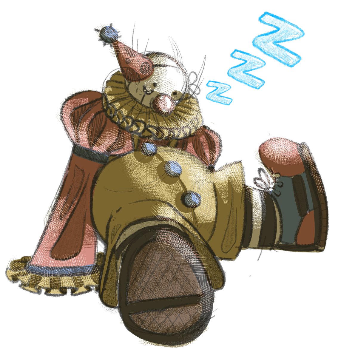 Tired clown, don't wake him up!
