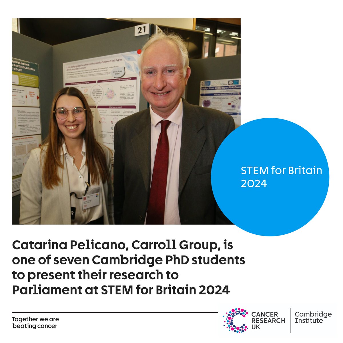 PhD student @itspelicanoc was among early career researchers who presented their work to Parliament at @STEM4Brit '24. The event enabled her to speak to MPs, including @DanielZeichner, about her research, which seeks to identify future therapies for pancreatic cancer.