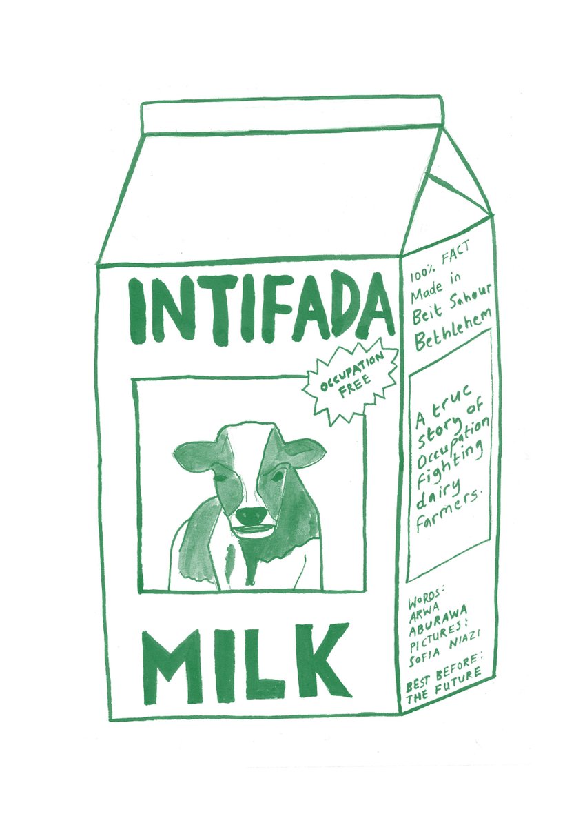 @MedicalAidPal Intifada Milk by Sofia Niazi (@oomkzine/@RabbitsRd) A3 riso print in an edition of 50. £40+VAT. Part of What did you do... (2024), a poster project for Palestine with all proceeds to @MedicalAidPal. bookworks.org.uk/publishing/sho…