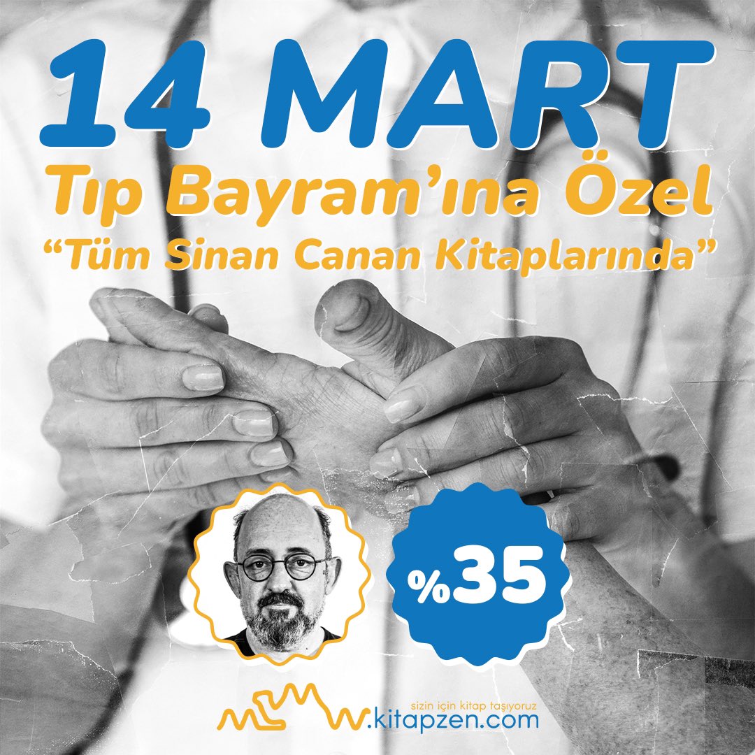 14 Mart Dünya Tıp Bayramı kutlu olsun.

Kitapzen.com olarak Tıp Bayram’ını Sinan Canan’la kutluyoruz.

Tıp Bayram’ına özel Tüm Sinan Canan 

kitaplarında %35 indirim.

Son gün 19 Mart.

Tıp Bayramı indirimi için tık kitapzen.com 😊👩🏼‍⚕️👨🏻‍⚕️

#14MartTıpBayramı