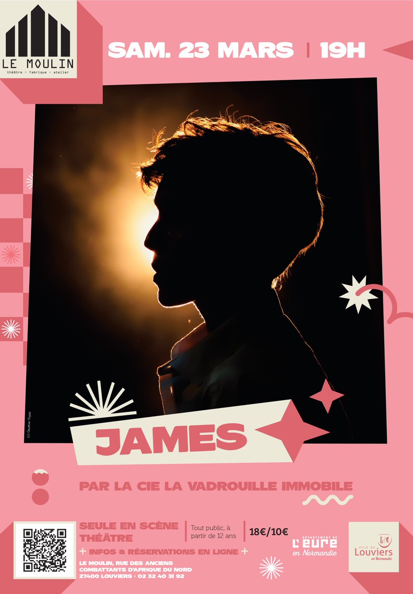 villedelouviers's tweet image. [#SEULENSCÈNE #THEATRE] 🎭 #JAMES, seul en scène librement inspiré de la vie du Docteur James Barry. 🗓️ Samedi 23 mars 2024 • 19H • Le Moulin à #Louviers Moulin. INFOS et BILLETTERIE sur ville-louviers.fr/james