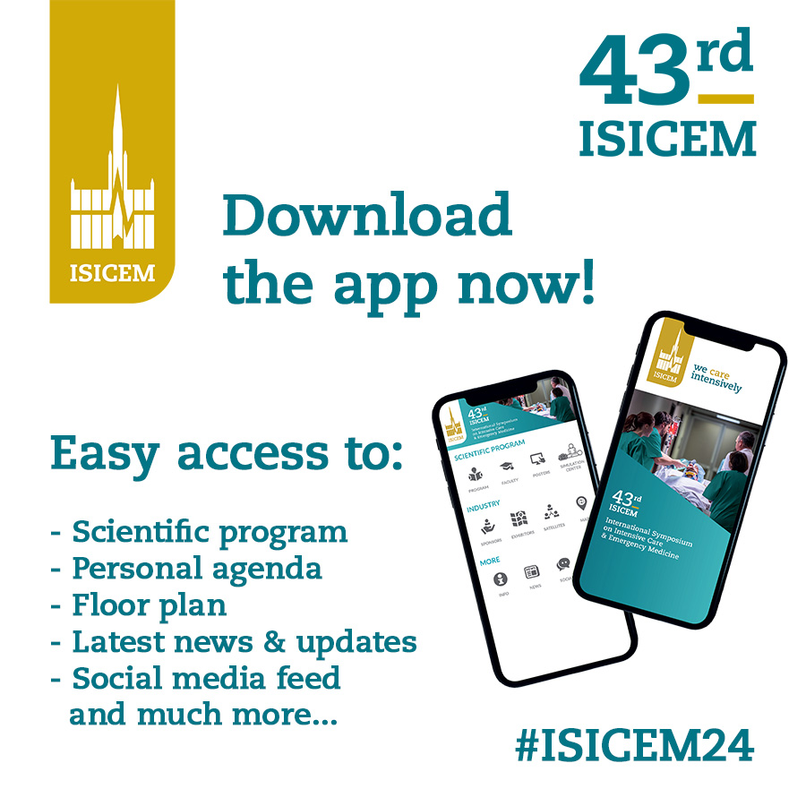 ISICEM's tweet image. Don’t miss being connected to #isicem24! Download our 𝐈𝐒𝐈𝐂𝐄𝐌  𝐀𝐏𝐏 for free.
🔗 isicem.org/DownloadApp.ht…
#icucommunity #MyISICEMexperience