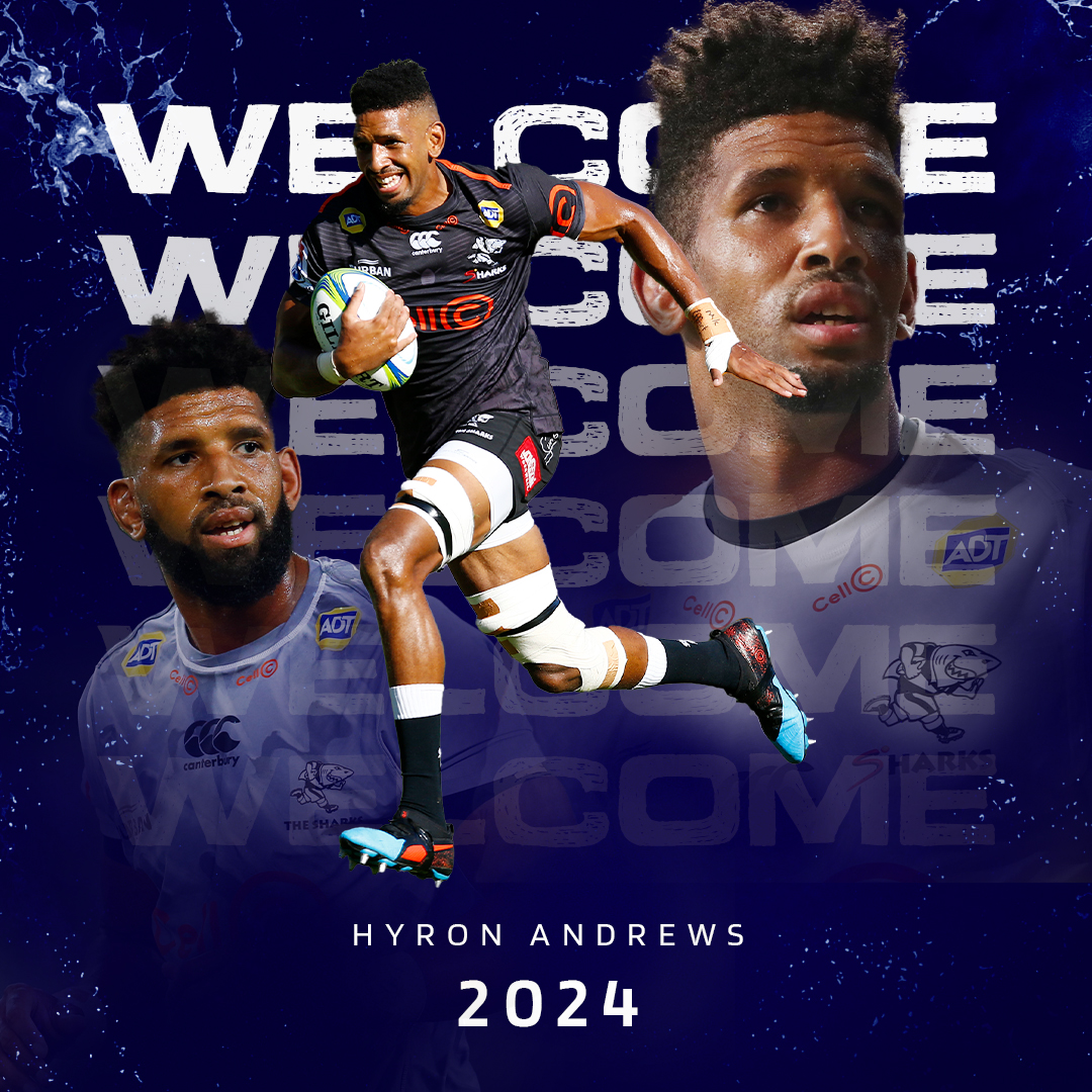 SaleSharksRugby's tweet photo. 𝗧𝗔𝗞𝗜𝗡𝗚 𝗢𝗩𝗘𝗥 𝗡𝗘𝗪 𝗧𝗘𝗥𝗥𝗜𝗧𝗢𝗥𝗬 🦈

Welcome to your new #SharksFamily Hyron Andrews 🤝

We are delighted to announce Hyron will join us with immediate effect and close out our 2023-24 season 🔥

#SharksAreCircling🦈