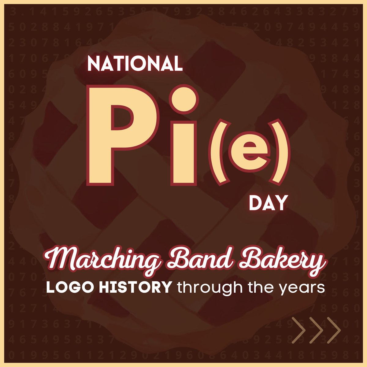 marchbandbakery's tweet photo. It’s National Pie Day! Take a look at Marching Band Bakery’s logo history through the years, including the newest change implemented this week and rolling out across out accounts. https://t.co/6gpEv03R3z