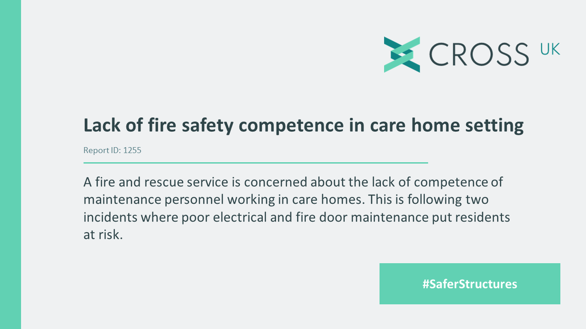 A fire and rescue service shares their concerns about the competence of maintenance personnel working in care homes following two incidents where poor electrical and fire door maintenance put residents at risk.

Find out more: bit.ly/3UNXZtO