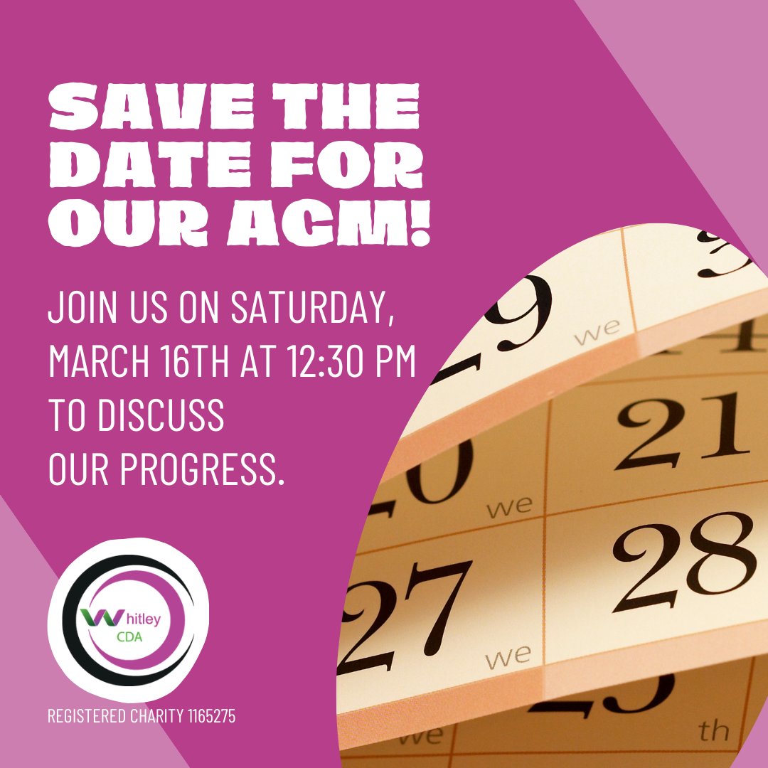 Save the date for our AGM! Join us on Saturday, March 16th at 12:30 pm to discuss our progress.
