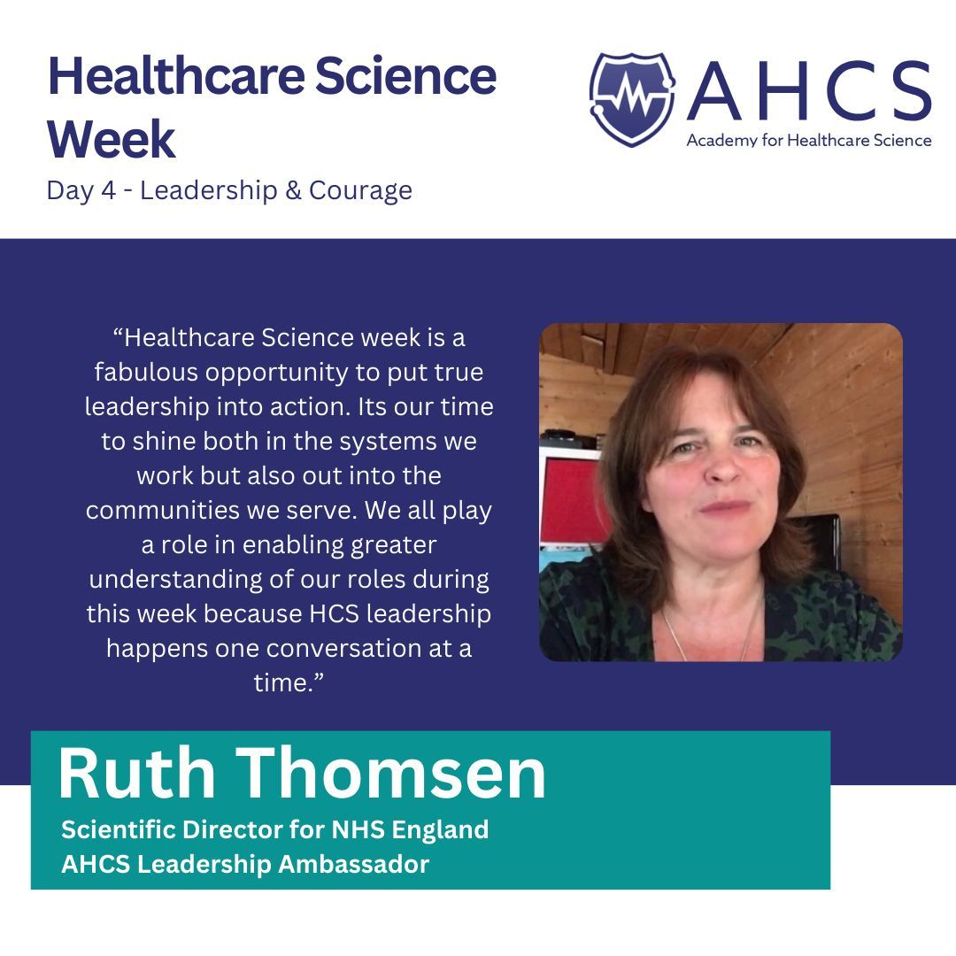 We're delighted to share a quote from Ruth Thomsen, Scientific Director - NHS England! Head over to our homepage banner to view all of today's content 👇 buff.ly/43eJwcH #HealthcareScienceWeek #Leadership #AHCS